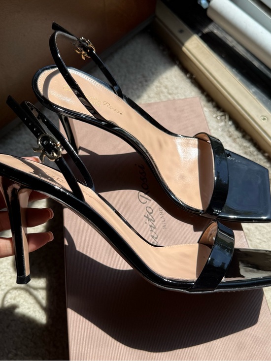 Gianvito Rossi Shoes - Gianvito Rossi Ribbon Black Patent Leather Heels
